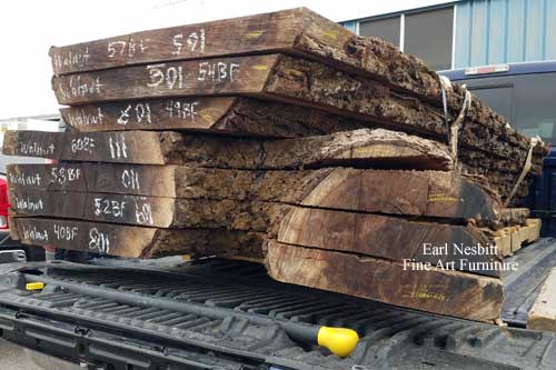 walnut slabs in back of pickup truck walnut slabs in back of pickup truck